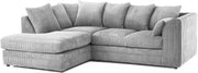4 Seater Silver Jumbo Cord Scatter Back Left Hand Corner Sofa with Deep Seats