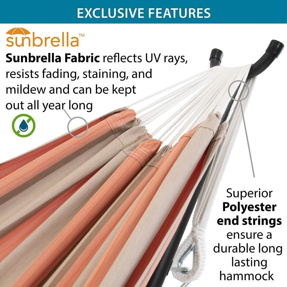 Double Hammock with Stand – Heavy Duty 450lb Capacity, Indoor Outdoor Patio Bed