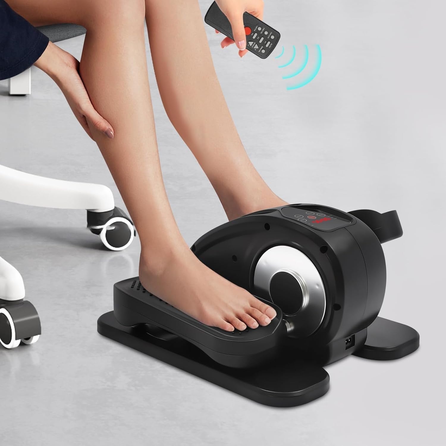 Electric Under Desk Elliptical Pedal Exerciser Quiet Remote Seated Leg Trainer