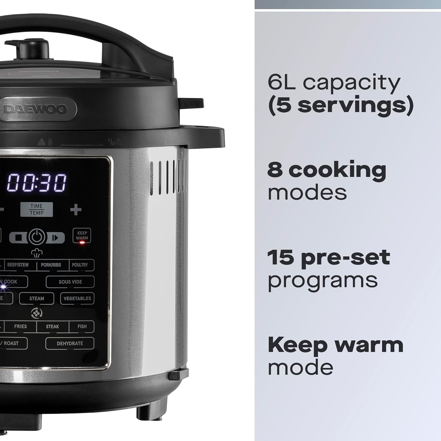 6L 2-in-1 Air Fryer Pressure Cooker 15 Presets Healthy Fast Cooker Steam Roast