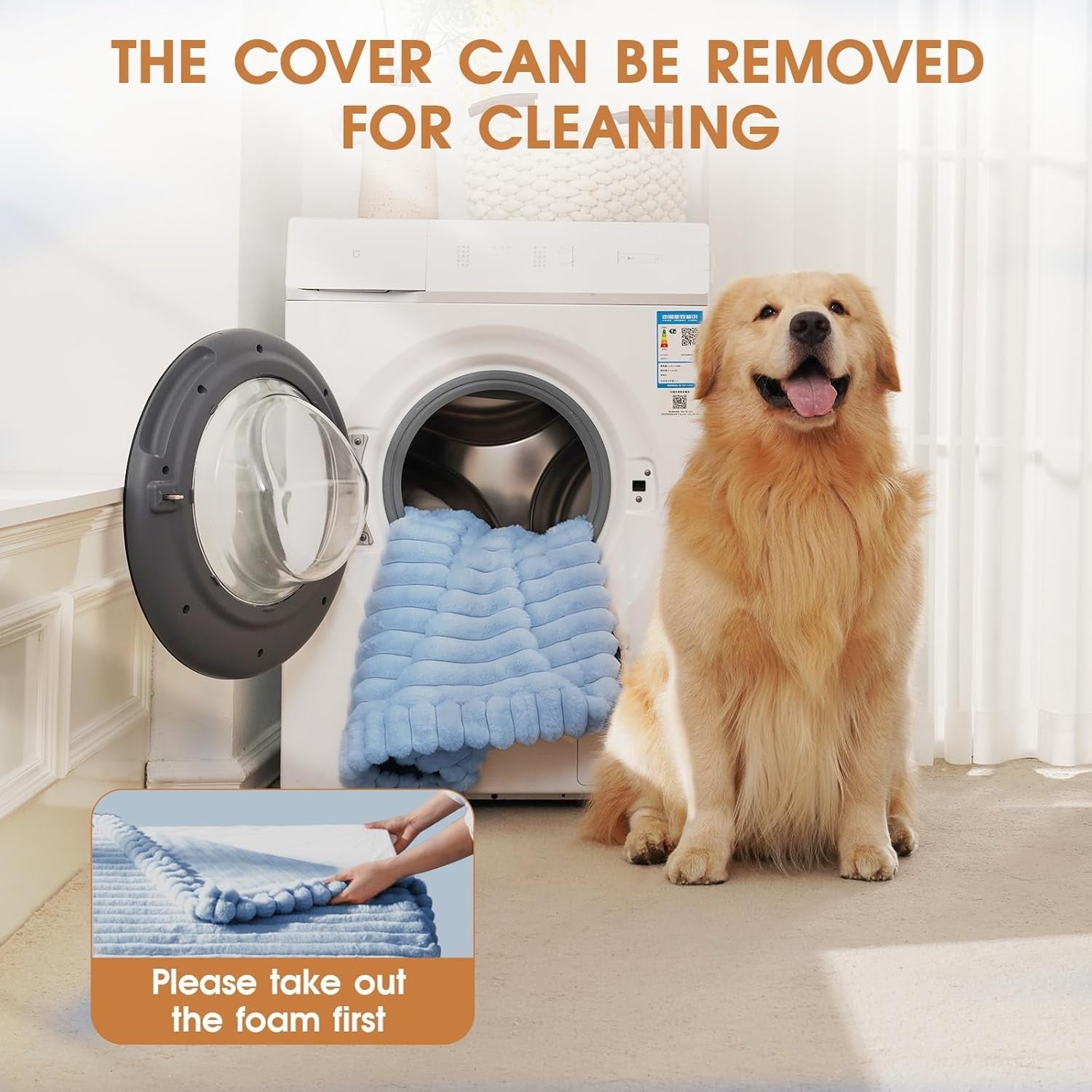 XL Orthopedic Dog Bed 107x76cm Waterproof Washable Blue