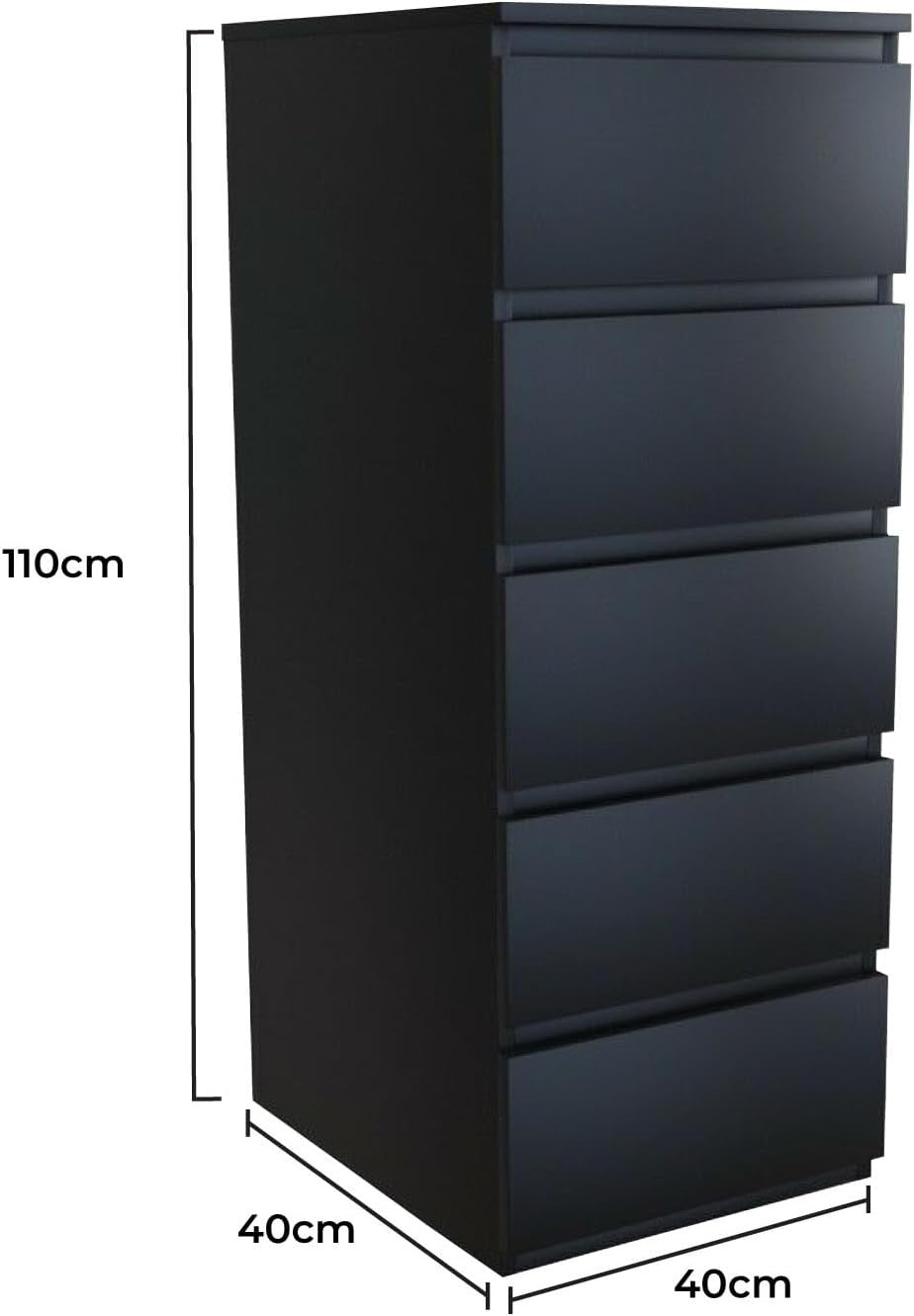 Black 5 Drawer Tall Storage Chest Bedroom Organizer Cabinet Modern Unit