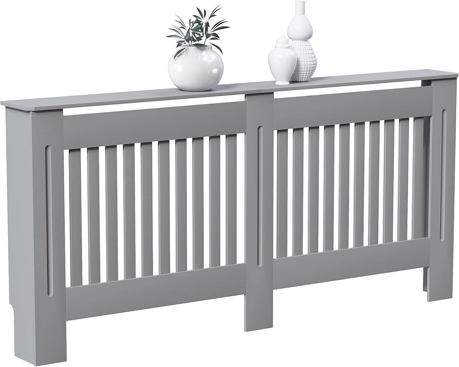 Extra Large Olive Grey Radiator Cover | Modern MDF Slatted Heater Cabinet