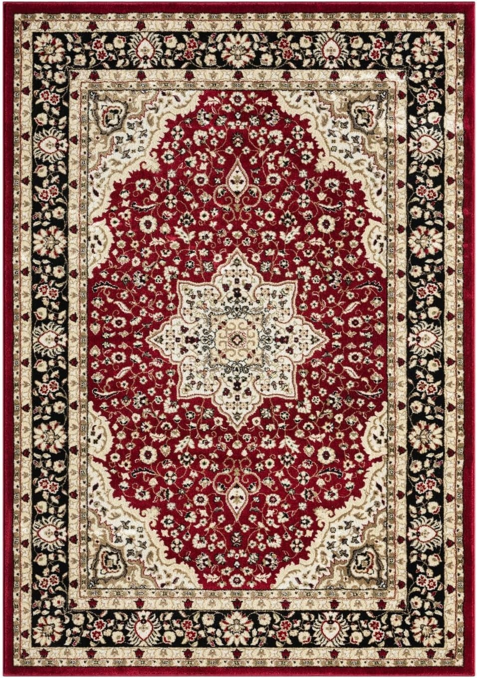 Classic Red Floral Area Rug 200x290cm Non Slip Soft Traditional Living Room