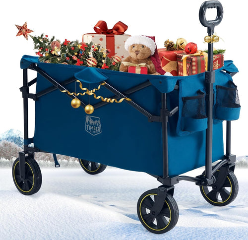 200L Folding Camping Trolley Wagon Heavy Duty All-Terrain Wheels