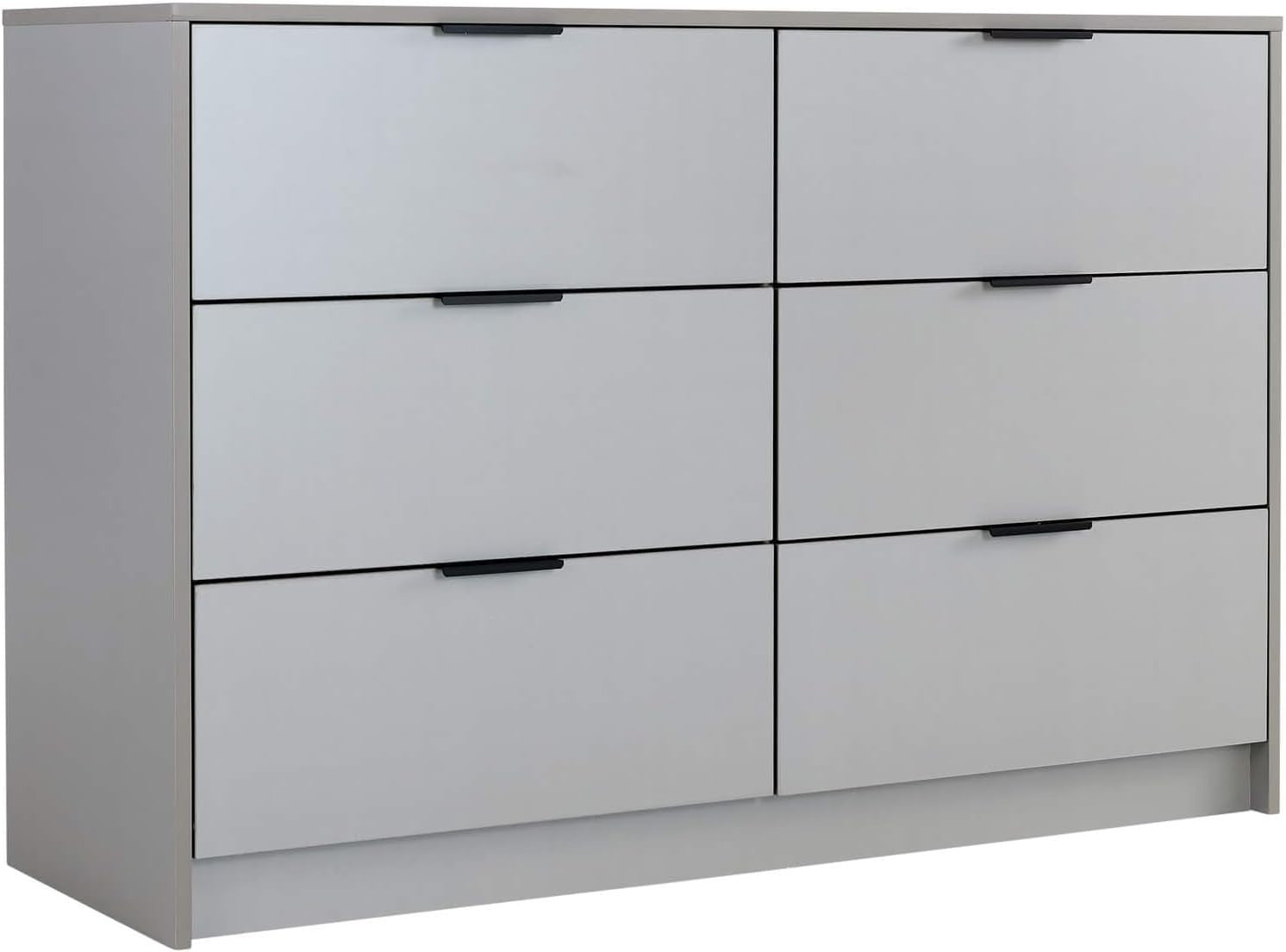 Grey 6 Drawer Chest Bedroom Storage Cabinet Wide Modern Clothes Unit