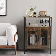 Wine Bar Cabinet Rustic Industrial Drinks Sideboard Glass Holder Shelf Unit