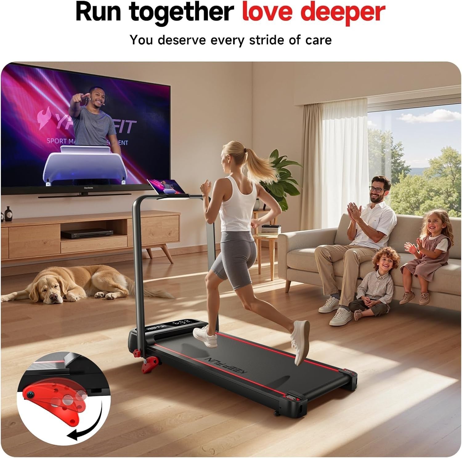 Foldable Walking Pad 8% Incline, 2.5HP, Handle Bar, App Control, 300lbs Home