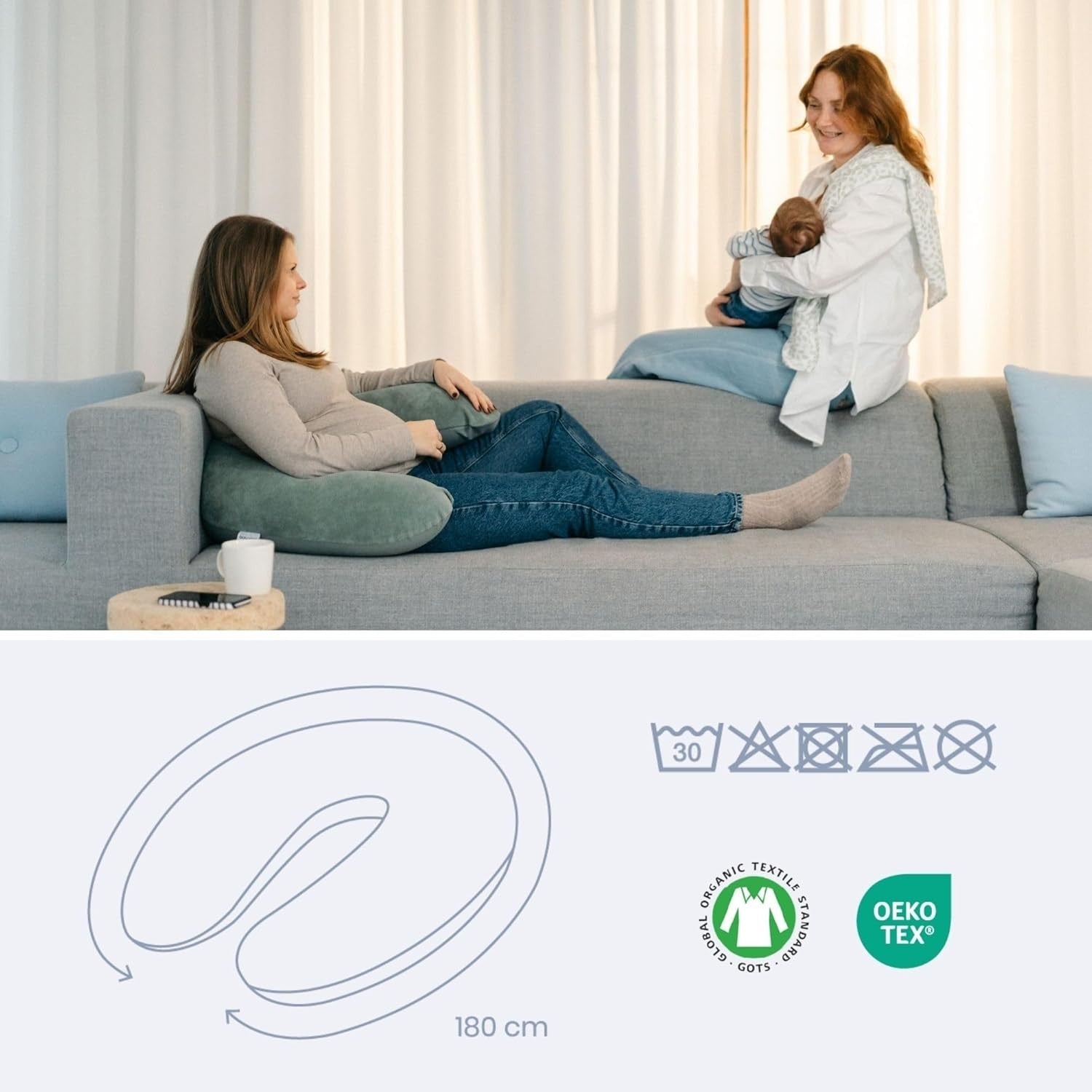 Pregnancy Body Pillow Full Length Maternity Support Organic Cotton Side Sleeper