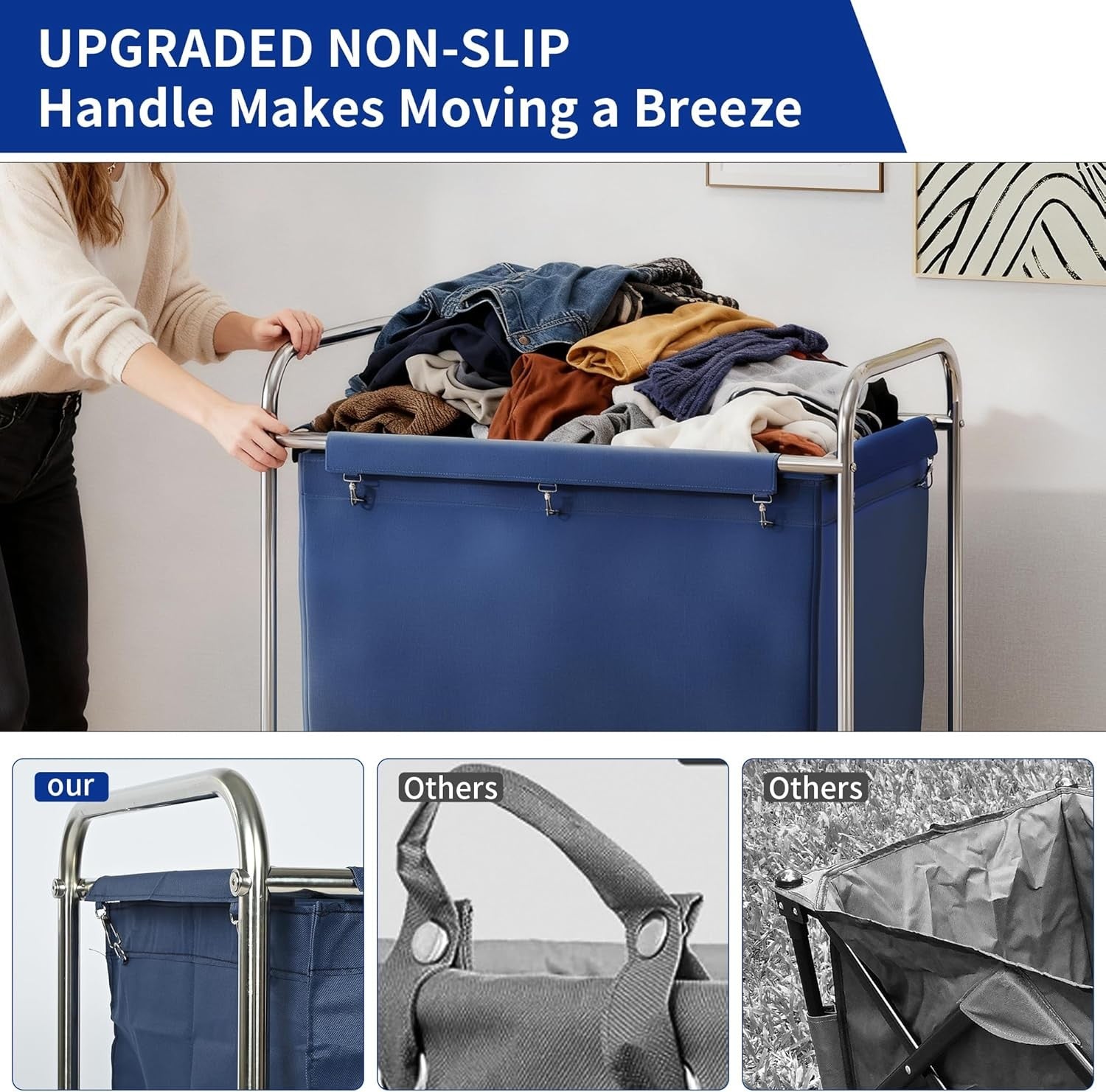 400L Commercial Laundry Cart on Wheels – Heavy Duty Trolley with Waterproof Line