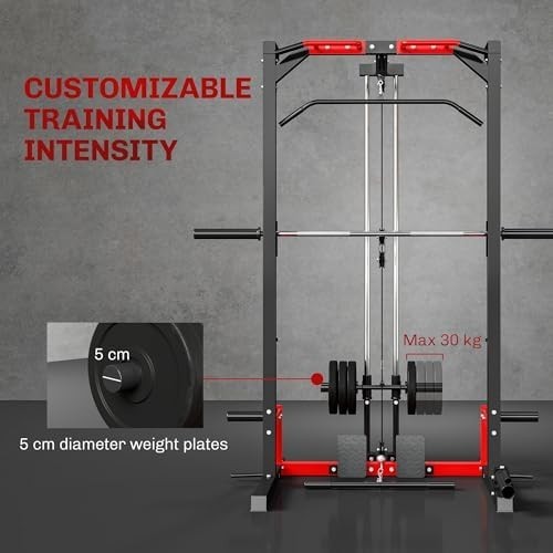 Multi-Function Power Rack Black with Pull Up Bar & Cable System