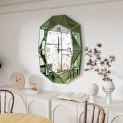 Beveled Glass Wall Clock Mirror 72x100cm Roman Numerals Silent Decor