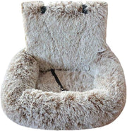Soft Plush Dog Car Bed Non Slip Booster Seat Travel Bed 60x60cm