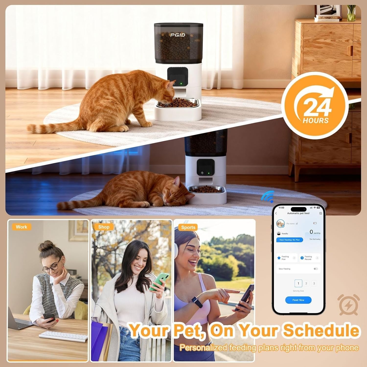 WiFi Automatic Cat Feeder 6L Smart Pet Food Dispenser App Control