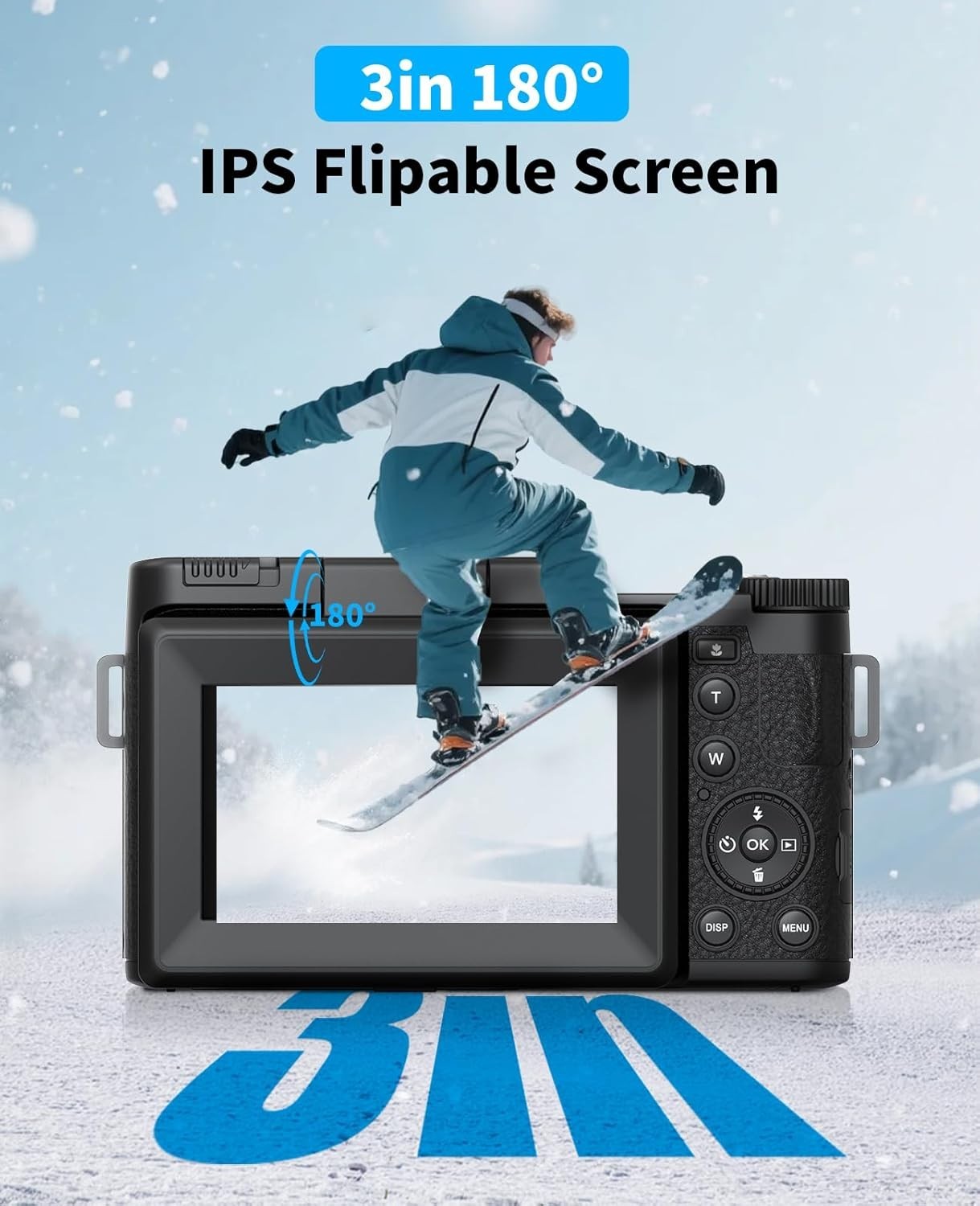 6K 75MP Digital Camera 8X Optical Zoom Flip Screen Vlogging Camera Kit