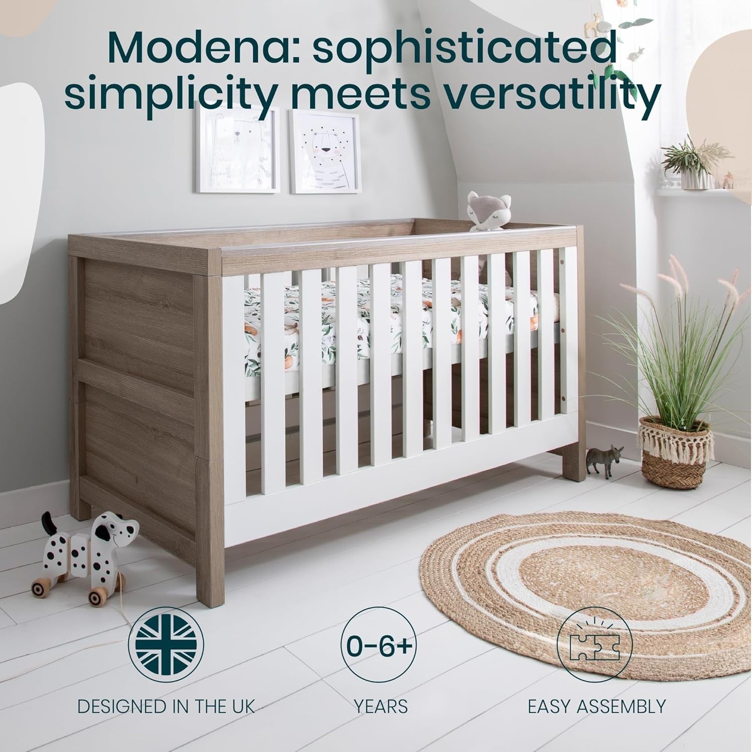 3in1 Wooden Baby Cot Bed Toddler Day Bed Adjustable Rails Oak White 140x70