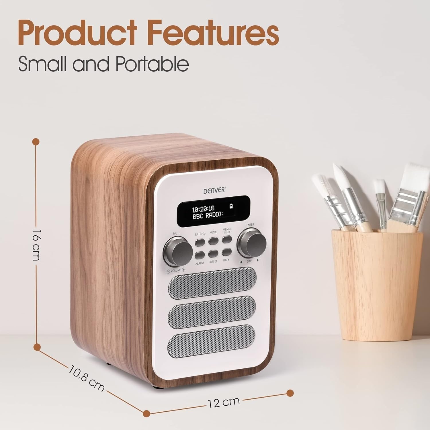 DAB Bluetooth Digital Radio Alarm Clock with Remote, White, 40 Presets