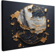 Gold Black Abstract Canvas Wall Art 60x40cm Framed Modern