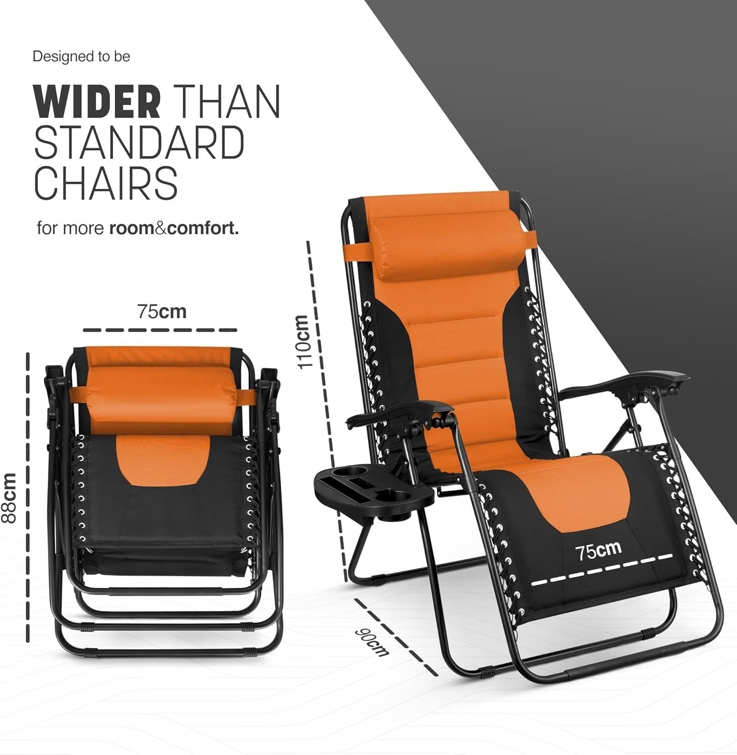 Heavy Duty Zero Gravity Chairs Set of 2 – Padded, Adjustable, Outdoor