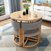 Round Office Meeting Set – 80cm Compact Table with 4 Leather Foam Chairs