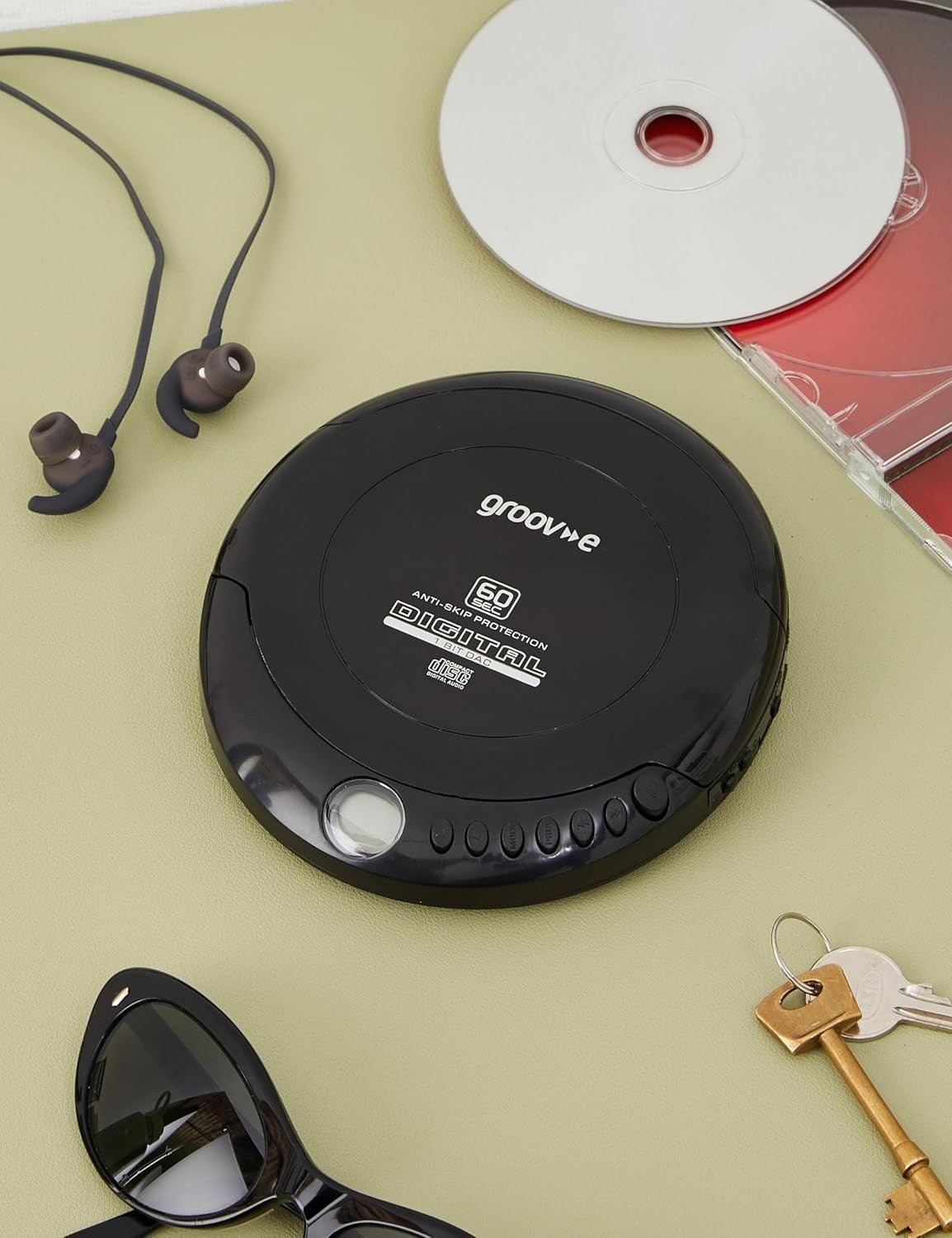 Retro Portable CD Player Anti Skip Programmable Earphones Included Black