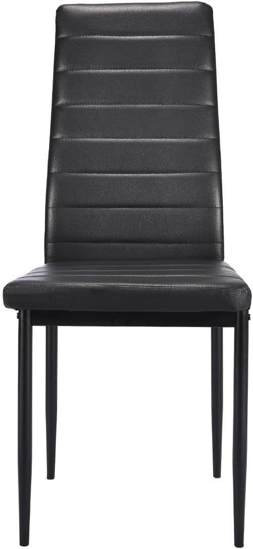 6 Seater White Dining Table Set with Black PU Chairs Modern 140cm