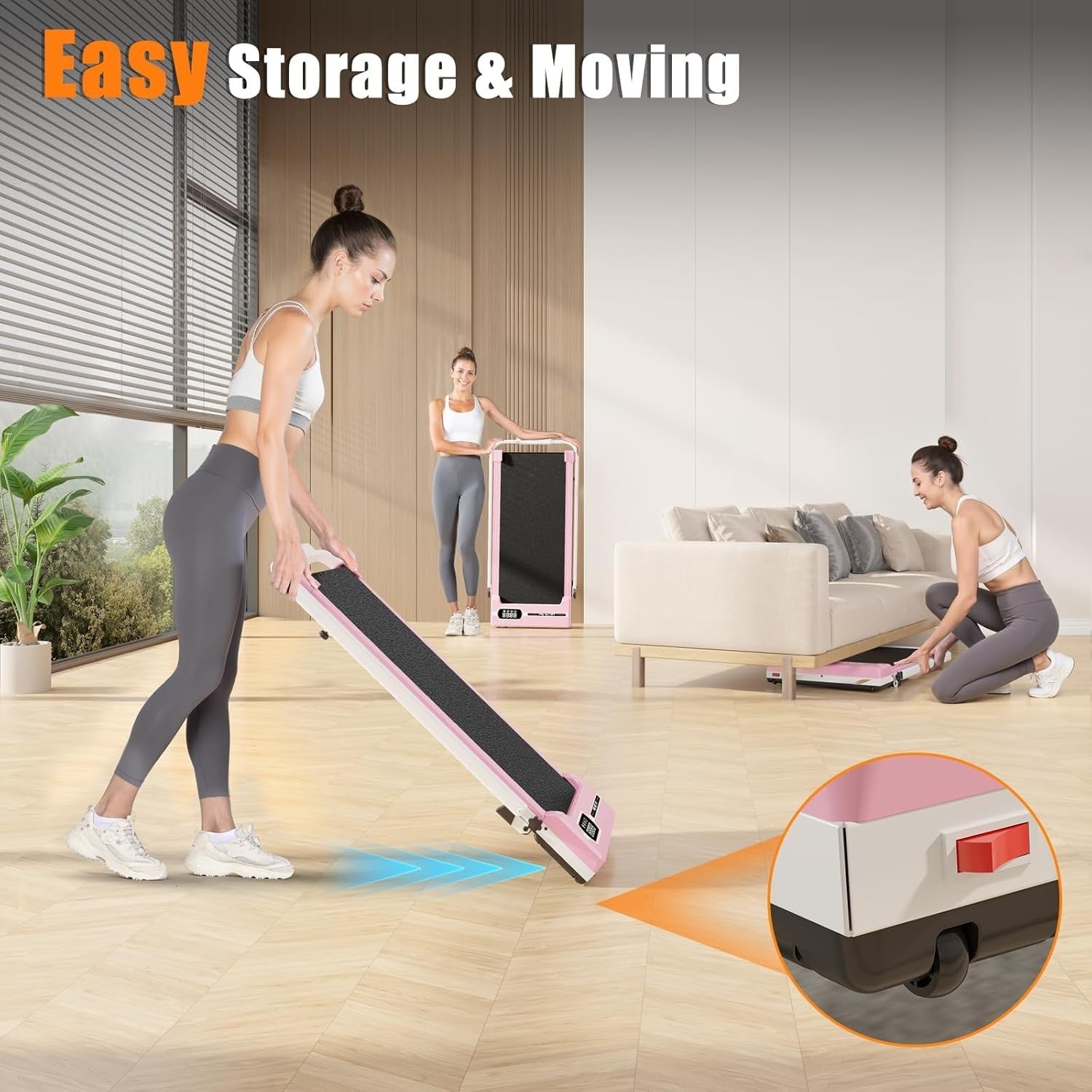 Foldable Incline Walking Treadmill 8KM/H Ultra Quiet Home Gym Under Desk