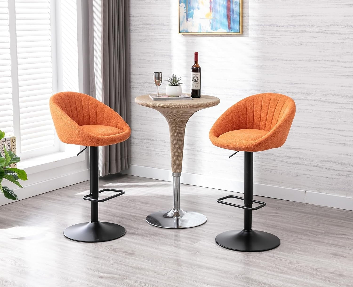 Red L-Shaped Breakfast Bar Stools Set of 4 – Modern Quilted Fabric, Metal Base