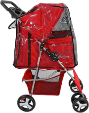 Pet Travel Stroller Dog Cat Pushchair Foldable Swivel Wheels 15kg + Rain Cover