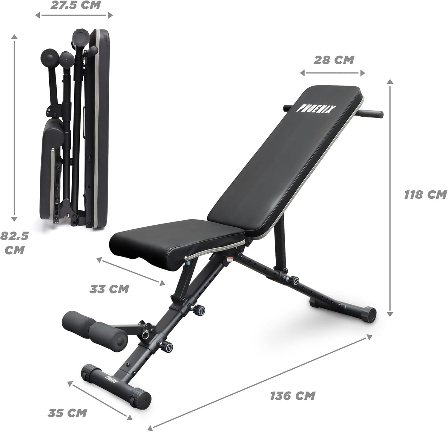 Heavy Duty Folding Training Bench 362kg Multi-Position Home Gym