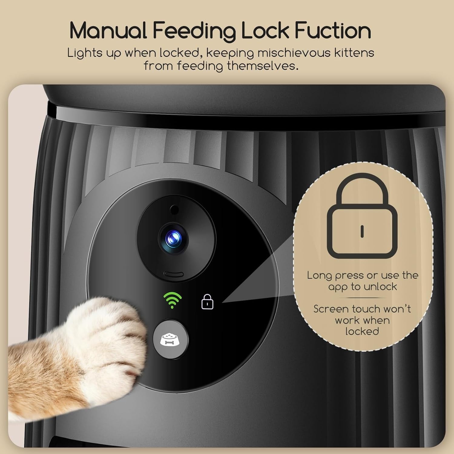 Automatic Cat Feeder Camera 1080P HD WiFi App Control 4L Food Dispenser