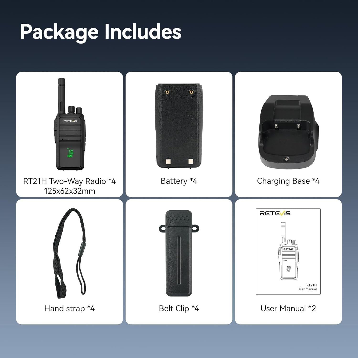 Rugged Walkie Talkies IP54 USB-C Hidden Screen Long Range 4 Pack