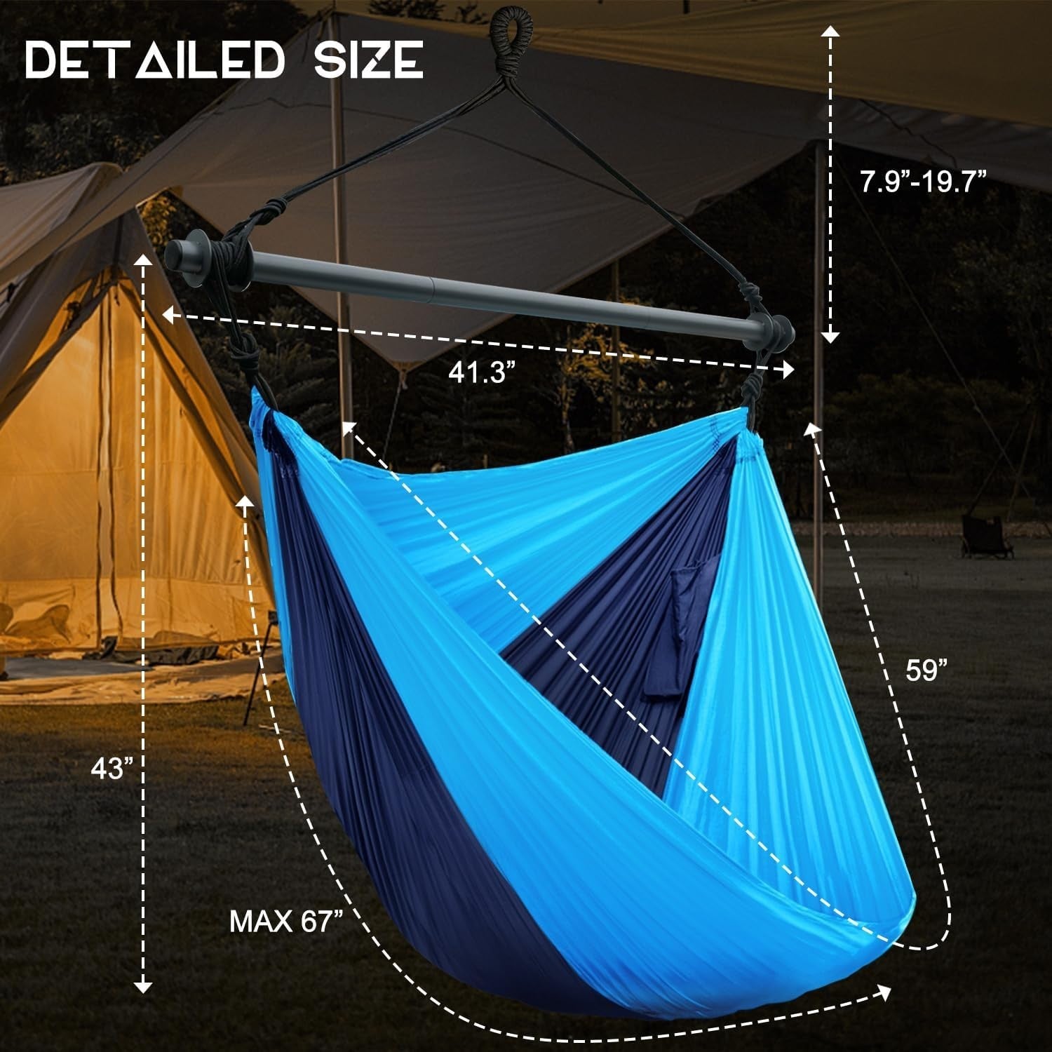Portable Hammock Chair Swing, Lightweight Outdoor/Indoor, Max 500lbs