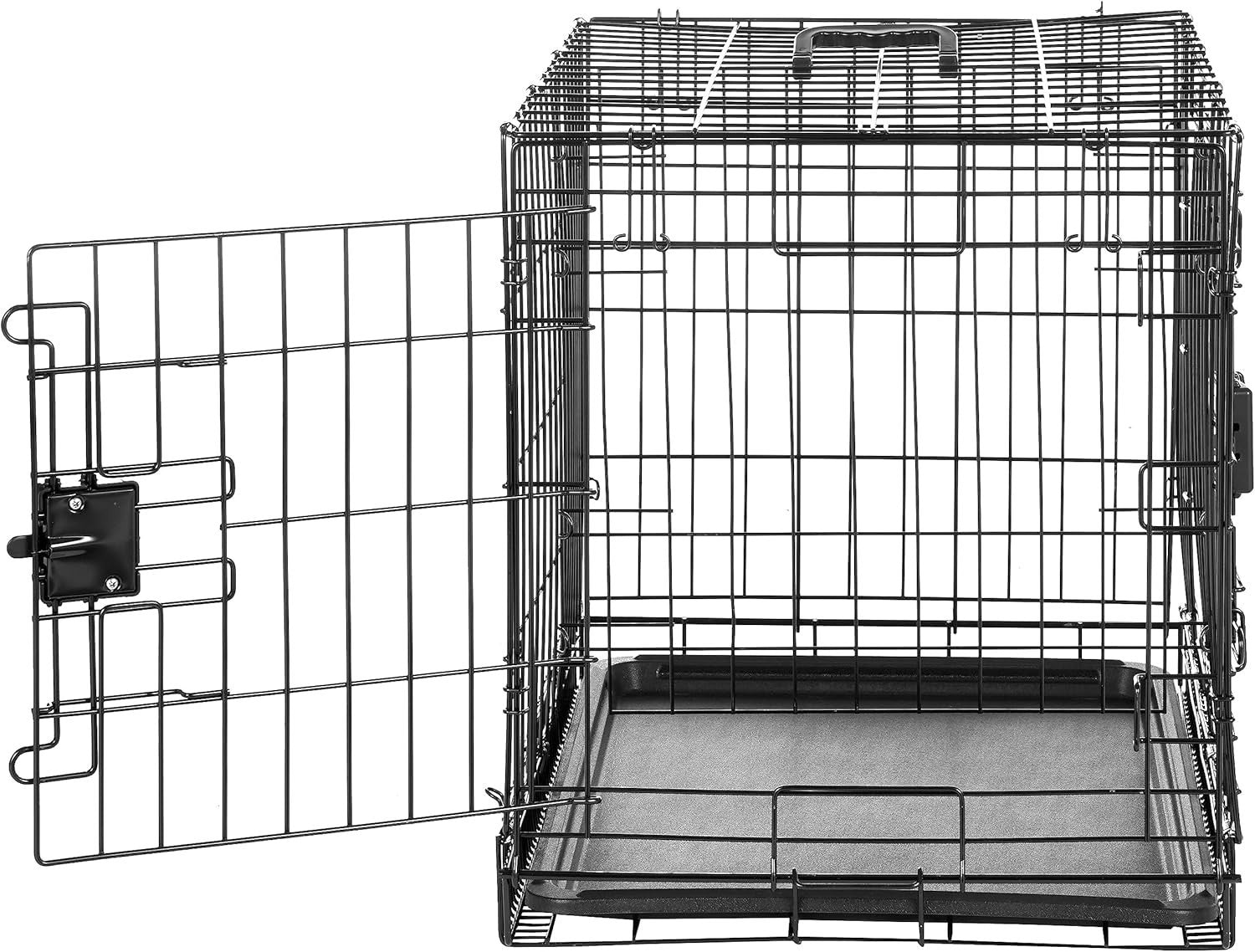 Small Foldable Double Door Metal Dog Crate Cage with Divider & Tray 61cm