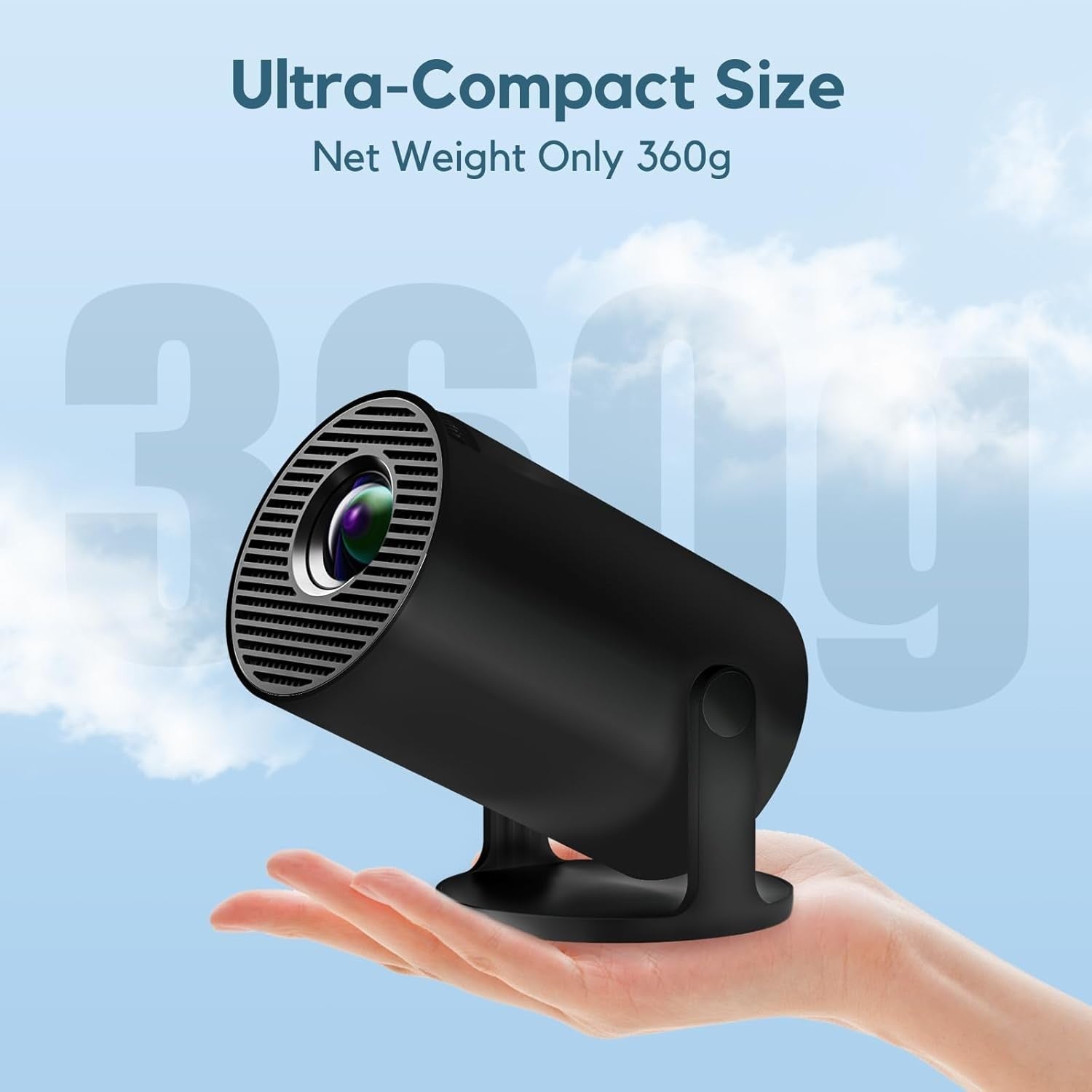 Portable Android Projector WiFi6 Bluetooth 18000L 1080P Ceiling Ready