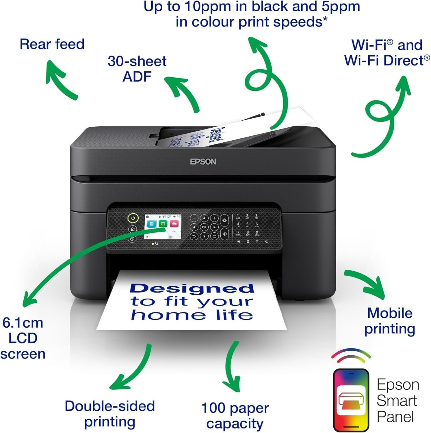 Wireless Colour Inkjet Printer A4 WiFi Auto-Duplex Compact Fast ADF Home Office