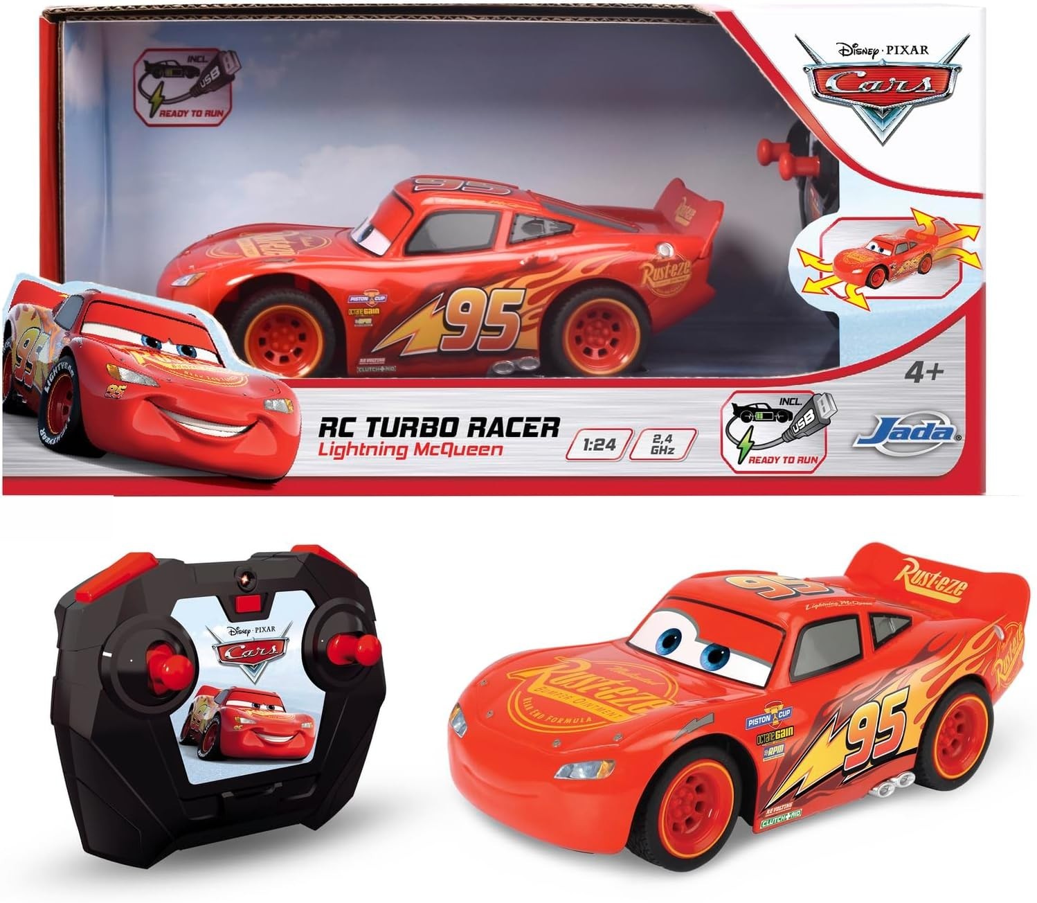 1:24 2 Channel Remote Control Car USB Rechargeable & Battery Operated