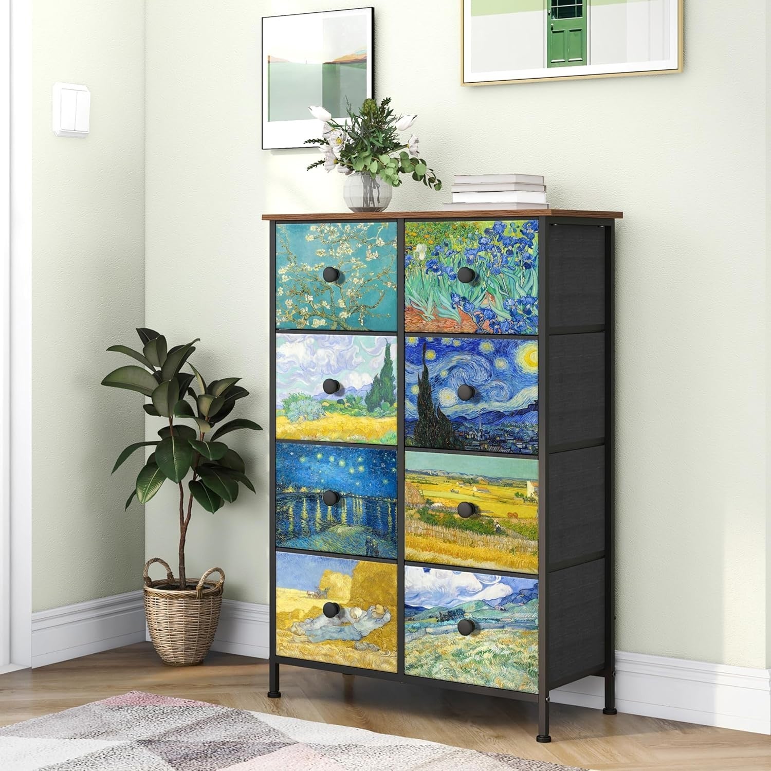 Van Gogh Style 8 Drawer Chest Dresser Fabric Storage Unit Bedroom