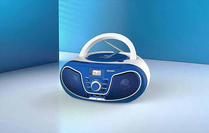 Blue Portable Boombox CD Player Bluetooth FM Radio USB AUX Remote