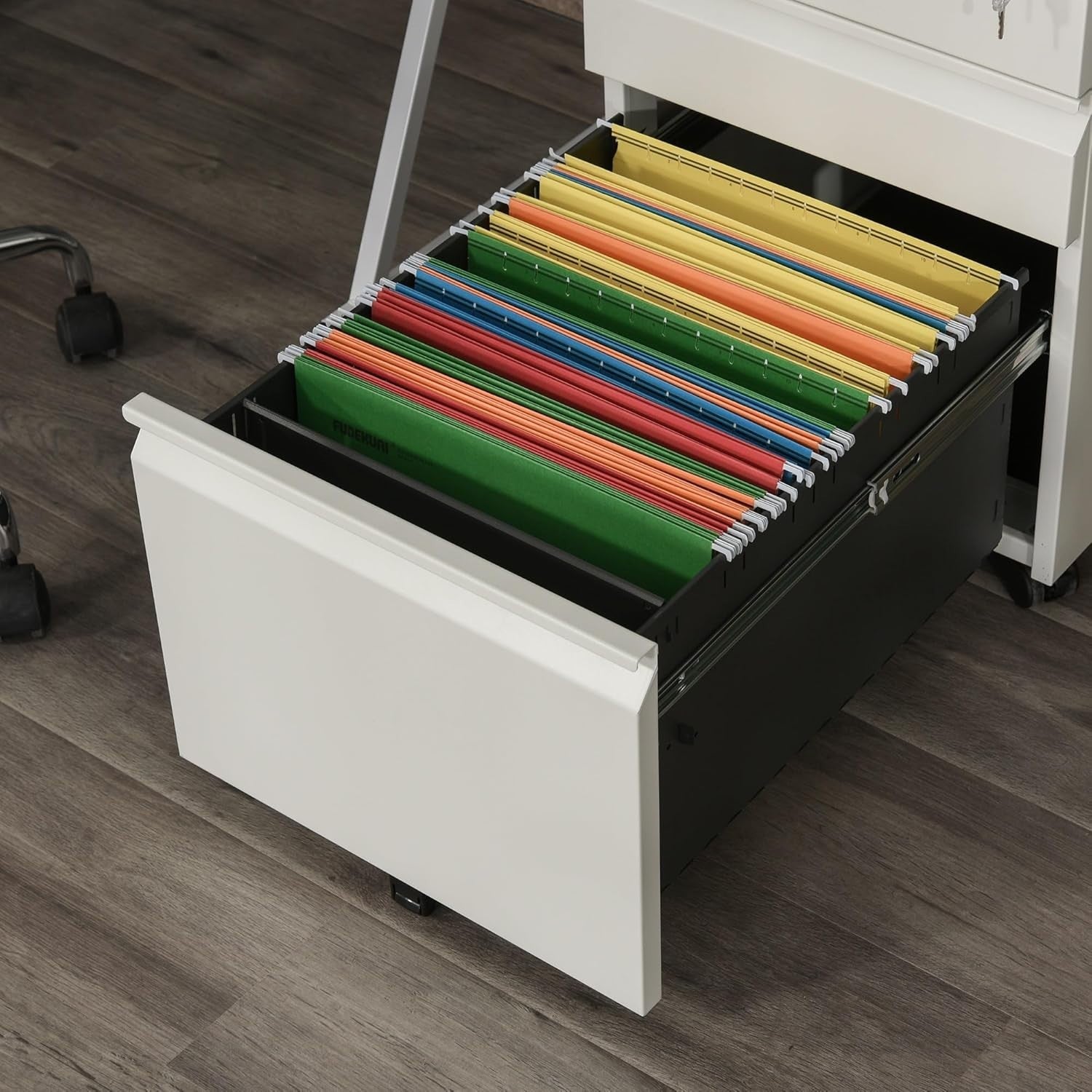 3 Drawer Mobile Filing Cabinet with Lock Under Desk Office Storage White