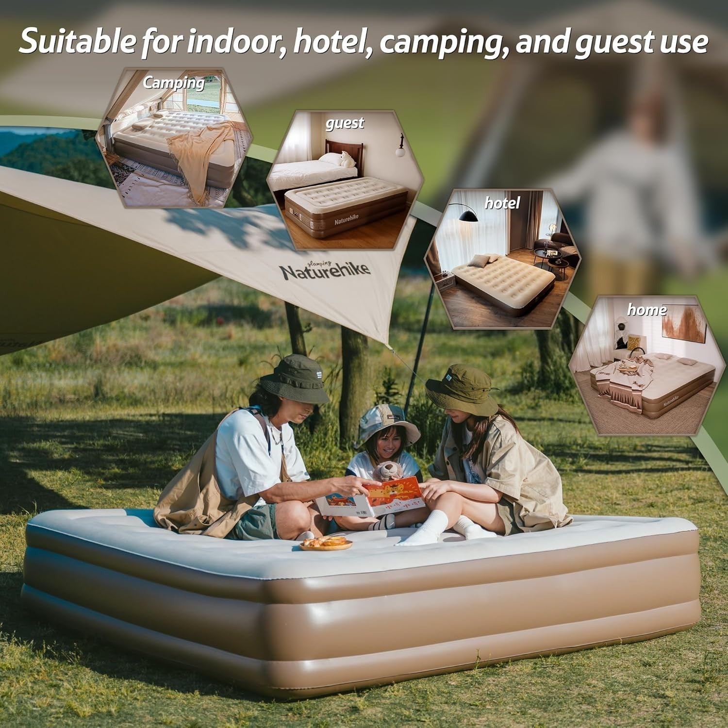 Single Inflatable Mattress Air Bed – Rechargeable Pump, 190x100x45cm, Camping