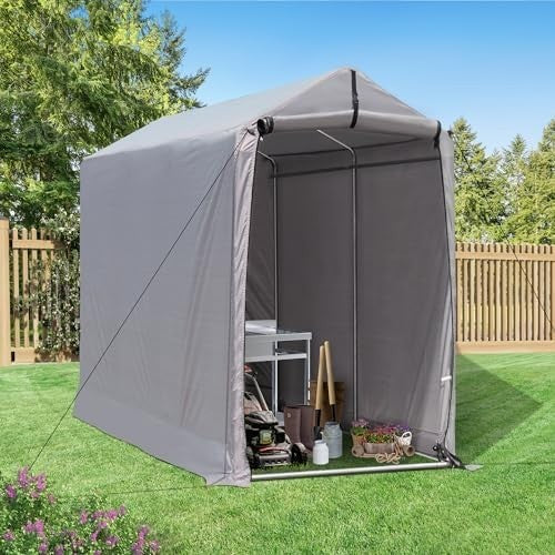 Outdoor Storage Shed 6x3ft Waterproof Bike Garage Roll-Up Zipper Door