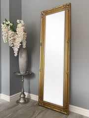 Gold Full Length Mirror 124x40cm Ornate Frame Floor Standing Dressing