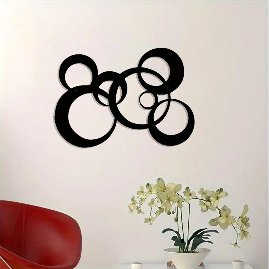 Black Abstract Metal Wall Art 3D Geometric Modern Home Decor