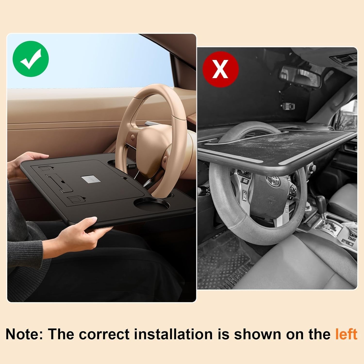 Car Steering Wheel Laptop Tray Adjustable Travel Desk Food Drink Holder