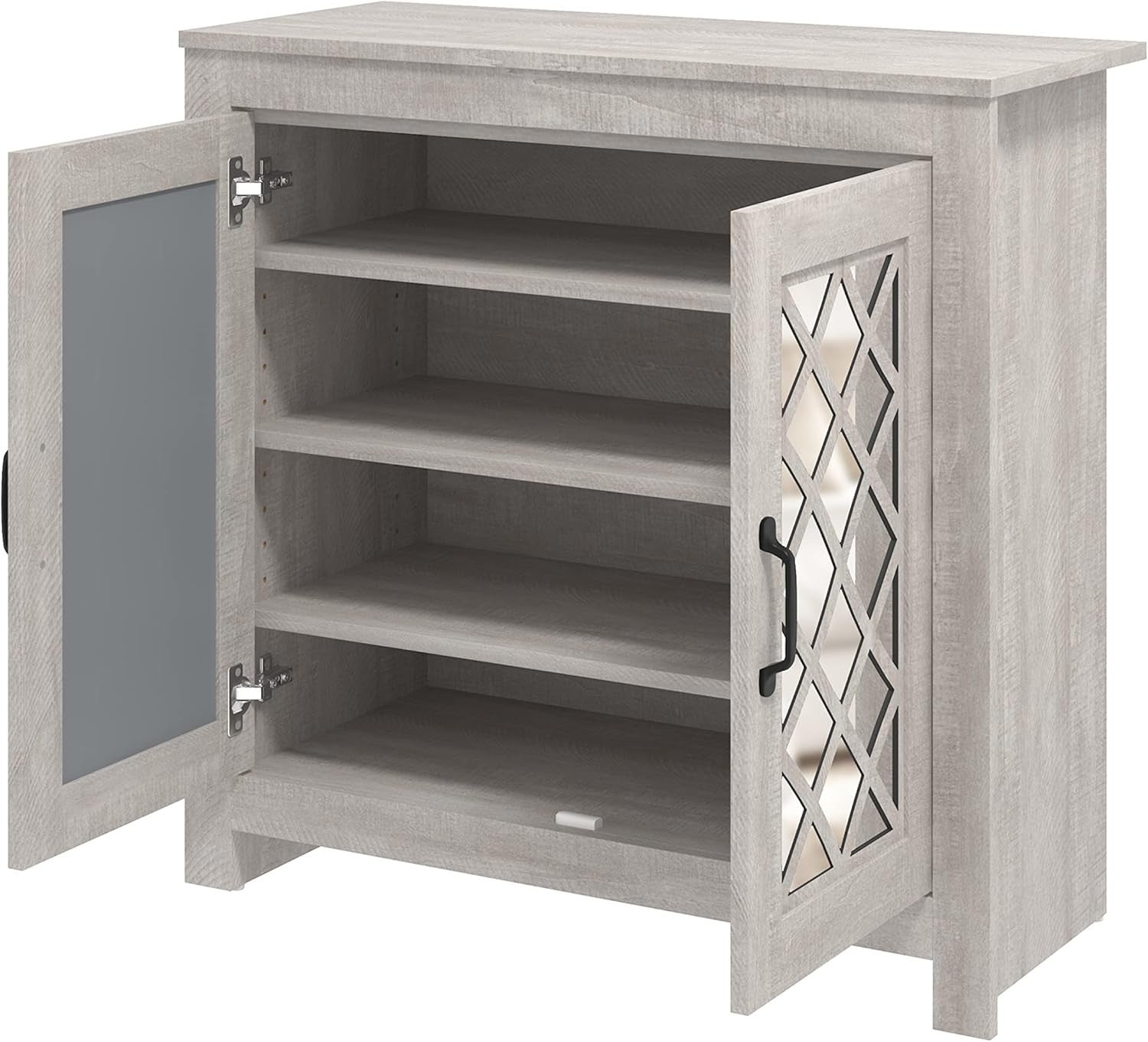 Modern 12 Pair Shoe Cabinet with 2 Doors & Adjustable Shelves – Dusty Grey