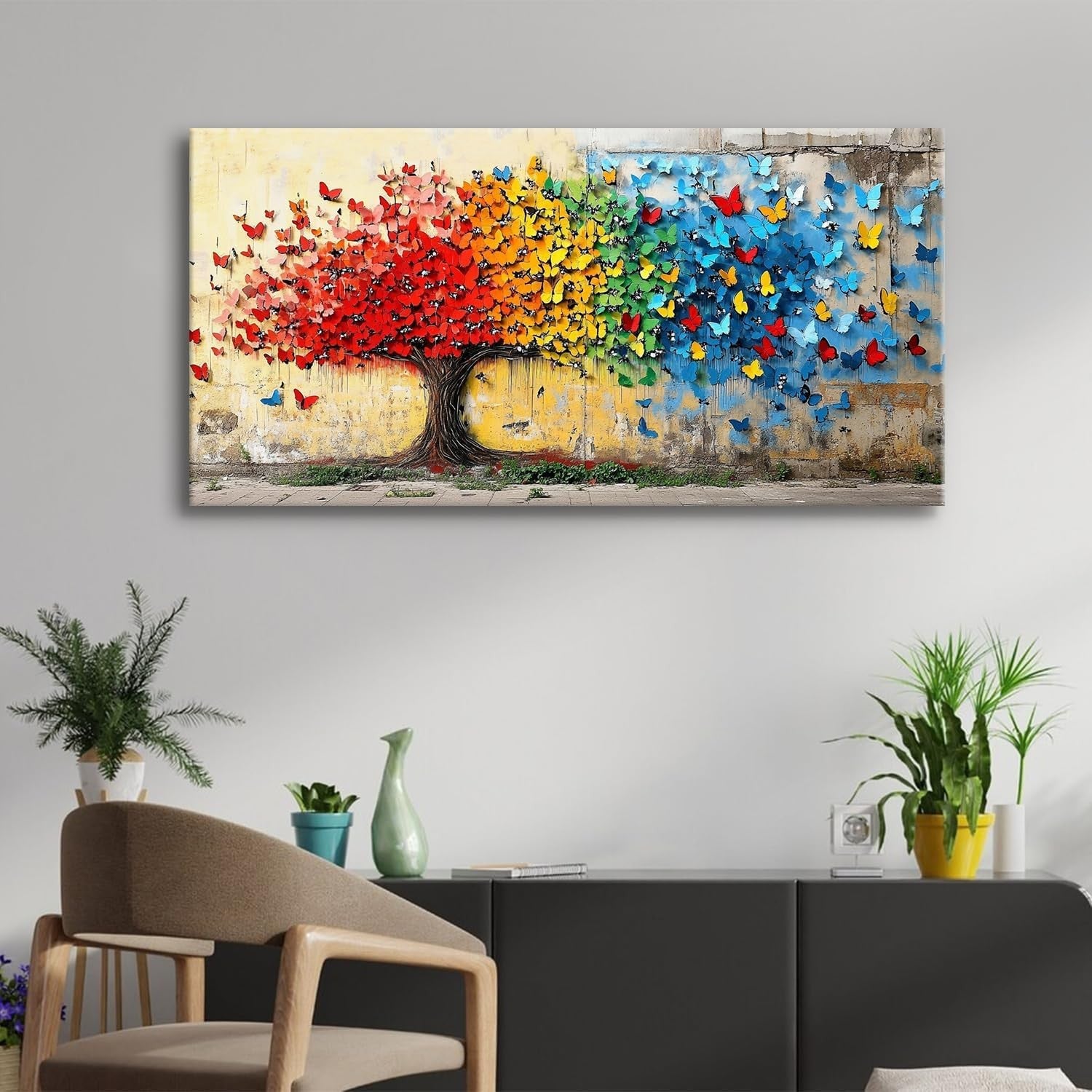 Large Colorful Tree of Life Canvas Wall Art 20x40
