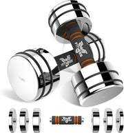 15kg Adjustable Steel Dumbbells Pair Non Slip Compact Home Gym Weights