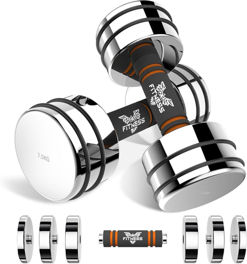 15kg Adjustable Steel Dumbbells Pair Non Slip Compact Home Gym Weights