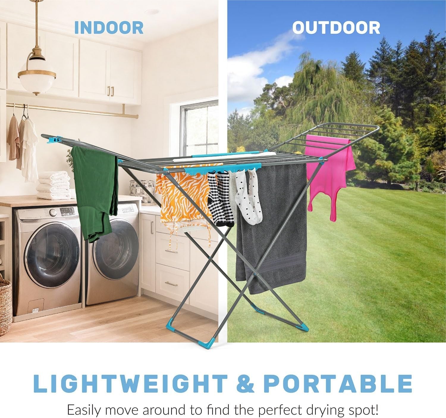 18m Winged Clothes Airer Heavy Duty Folding Laundry Drying Rack Indoor